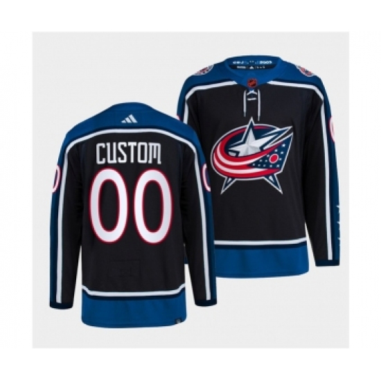 Men's Columbus Blue Jackets Custom Navy 2022 Reverse Retro Stitched Jersey