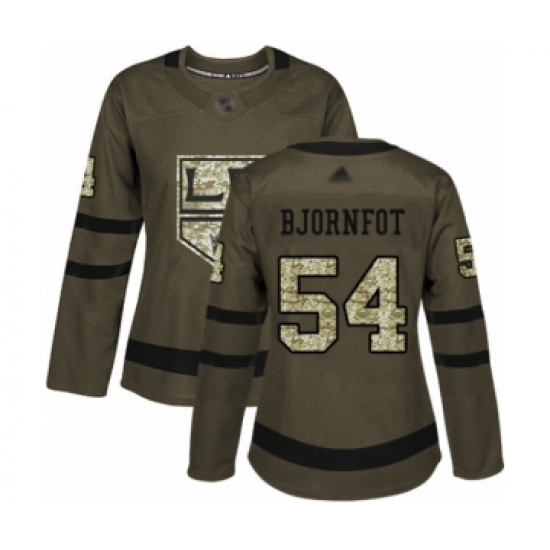Women's Los Angeles Kings #54 Tobias Bjornfot Authentic Green Salute to Service Hockey Jersey - Ujersey
