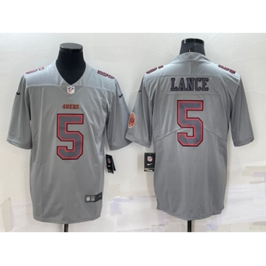 Men's San Francisco 49ers #5 Trey Lance LOGO Grey Atmosphere Fashion Vapor Untouchable Stitched Limited Jersey - Ujersey
