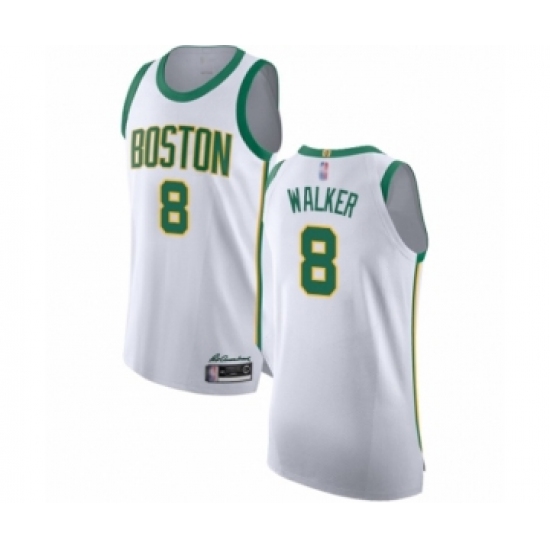 Men's Boston Celtics #8 Kemba Walker Authentic White Basketball Jersey - City Edition - Ujersey