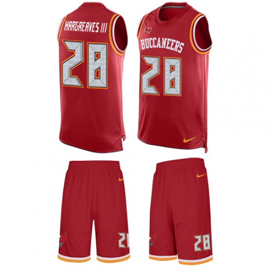 Men's Nike Tampa Bay Buccaneers #28 Vernon Hargreaves III Limited Red Tank Top Suit NFL Jersey - Ujersey