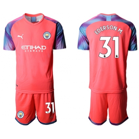 Manchester City #31 Ederson M. Pink Goalkeeper Soccer Club Jersey