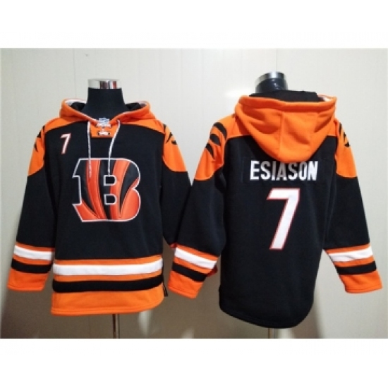 Men's Cincinnati Bengals #7 Boomer Esiason Orange Black Ageless Must-Have Lace-Up Pullover Hoodie - Ujersey