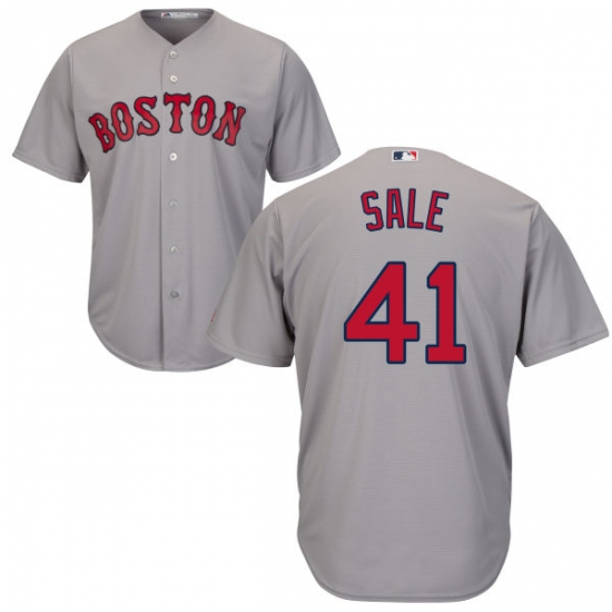 Youth Majestic Boston Red Sox #41 Chris Sale Replica Grey Road Cool Base MLB Jersey - Ujersey