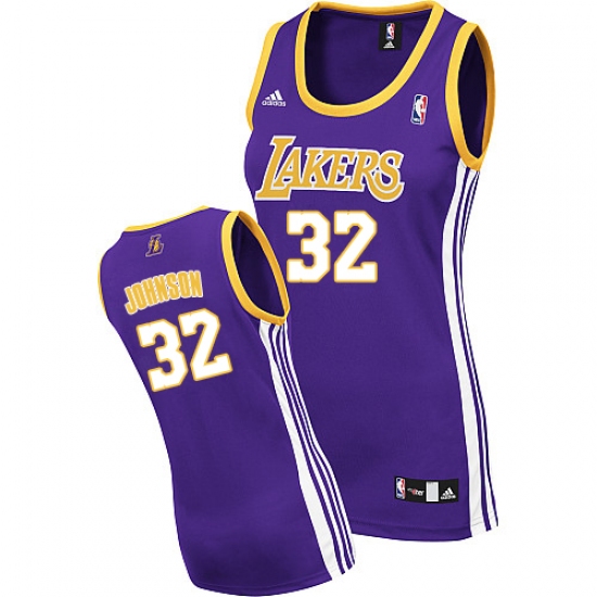 Women's Adidas Los Angeles Lakers #32 Magic Johnson Authentic Purple Road NBA Jersey - Ujersey