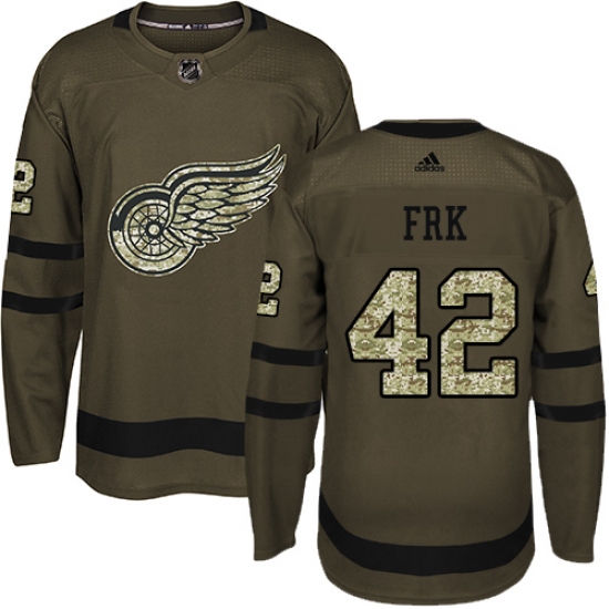Youth Adidas Detroit Red Wings #42 Martin Frk Authentic Green Salute to Service NHL Jersey - Ujersey
