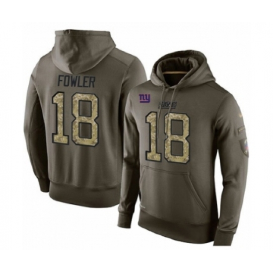 Football Men's New York Giants #18 Bennie Fowler Green Salute To Service Pullover Hoodie - Ujersey