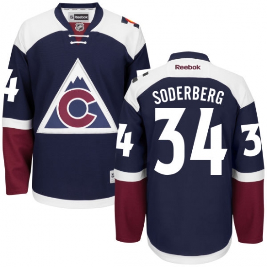 Women's Reebok Colorado Avalanche #34 Carl Soderberg Authentic Blue Third NHL Jersey - Ujersey