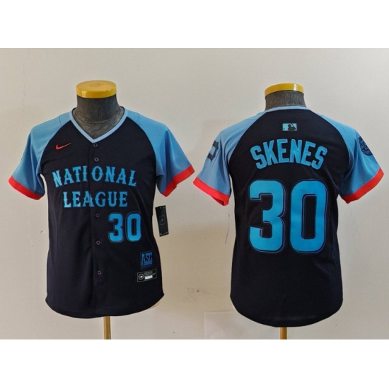 Youth Pittsburgh Pirates #30 Paul Skenes Number Navy 2024 All Star Limited Stitched Jerseys - Ujersey