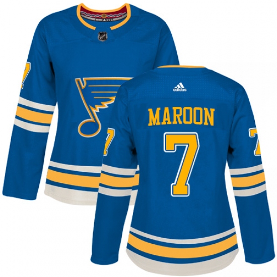 Women's Adidas St. Louis Blues #7 Patrick Maroon Authentic Navy Blue Alternate NHL Jersey - Ujersey