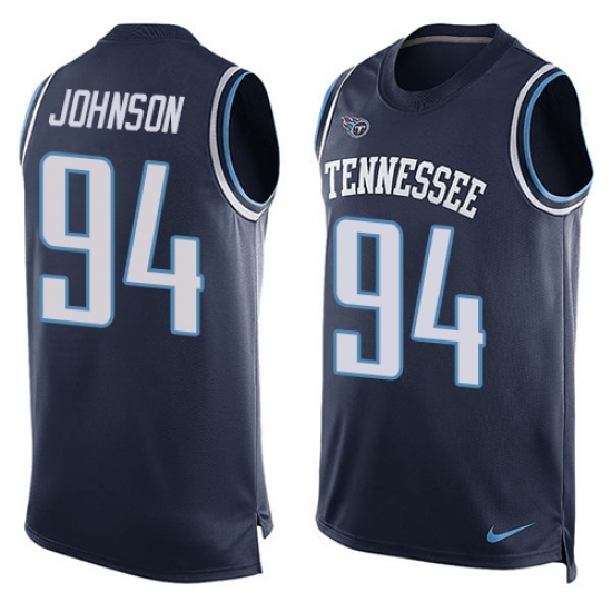 Men's Nike Tennessee Titans #94 Austin Johnson Limited Navy Blue Player Name & Number Tank Top NFL Jersey - Ujersey