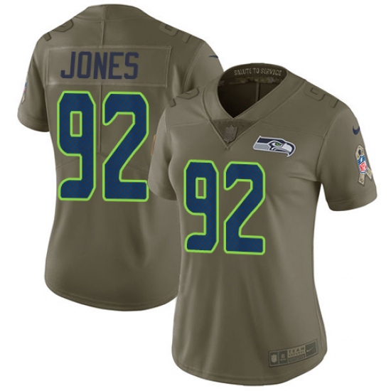 Women's Nike Seattle Seahawks #92 Nazair Jones Limited Olive 2017 Salute to Service NFL Jersey - Ujersey