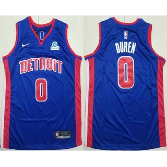 Men's Detroit Pistons #0 Jalen Duren Blue Icon Sponsor Edition Stitched Jersey - Ujersey