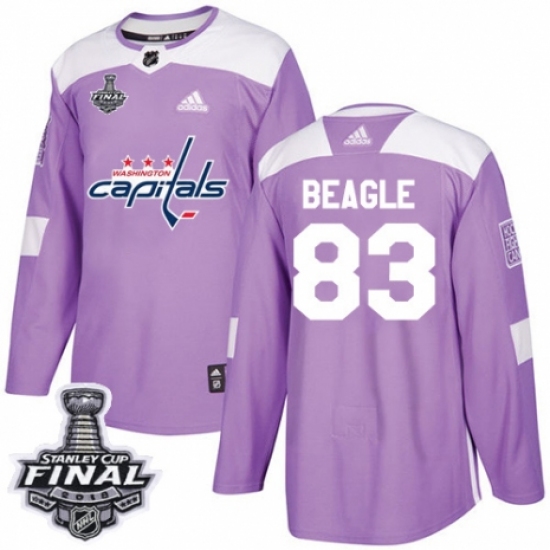 Youth Adidas Washington Capitals #83 Jay Beagle Authentic Purple Fights Cancer Practice 2018 Stanley Cup Final NHL Jersey - Ujersey