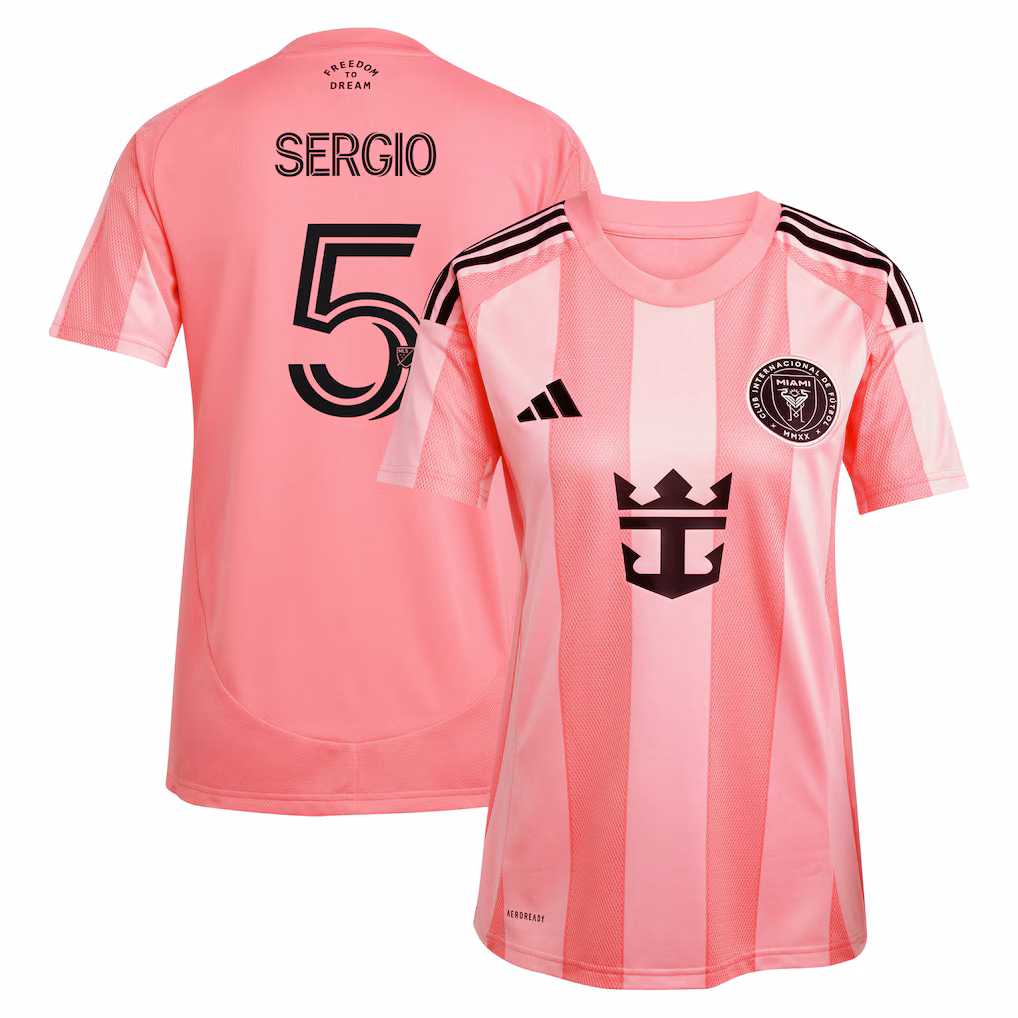 Women's Inter Miami CF Sergio Busquets adidas Light Pink 2025 Euforia Replica Player Jersey