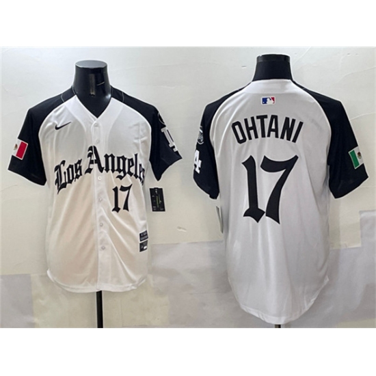 Men's Los Angeles Dodgers #17 Shohei Ohtani White Black Mexico 2025 LA Gothic Style With Fernando Vapor Premier Limited Stitched Baseball Jersey
