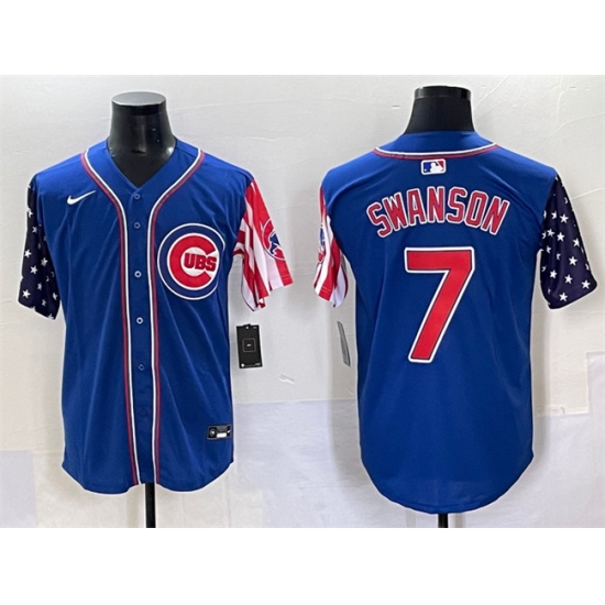 Men's Chicago Cubs #7 Dansby Swanson Royal 2025 Independence Day Vapor Premier Limited Stitched Baseball Jersey - Ujersey