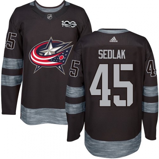 Men's Adidas Columbus Blue Jackets #45 Lukas Sedlak Premier Black 1917-2017 100th Anniversary NHL Jersey - Ujersey