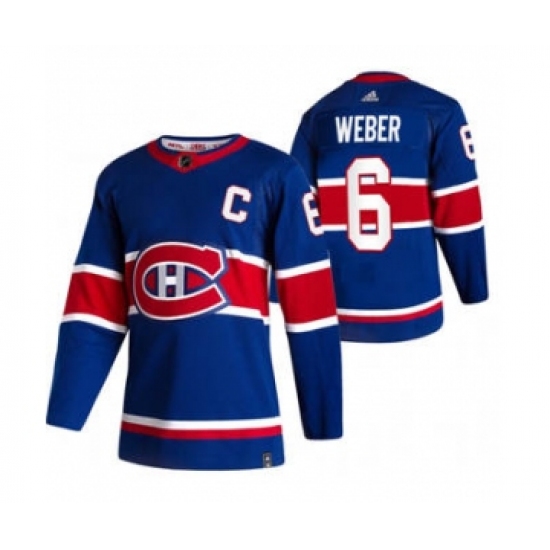 Men's Montreal Canadiens #6 Shea Weber Blue 2020-21 Reverse Retro Alternate Hockey Jersey - Ujersey