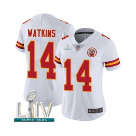 Women's Kansas City Chiefs #14 Sammy Watkins White Vapor Untouchable Limited Player Super Bowl LIV Bound Football Jersey - Ujersey