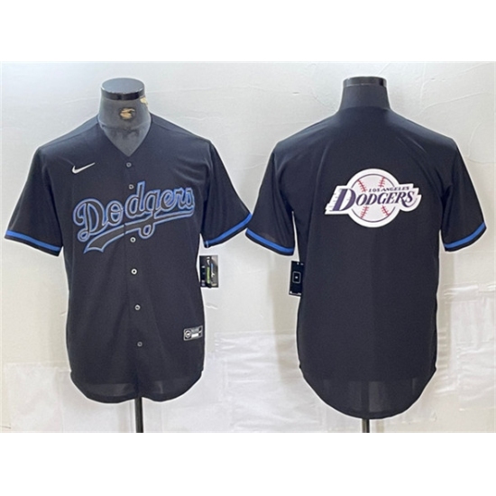 Men's Los Angeles Dodgers Team Big Logo Black Fashion Stitched Baseball Jersey - Ujersey