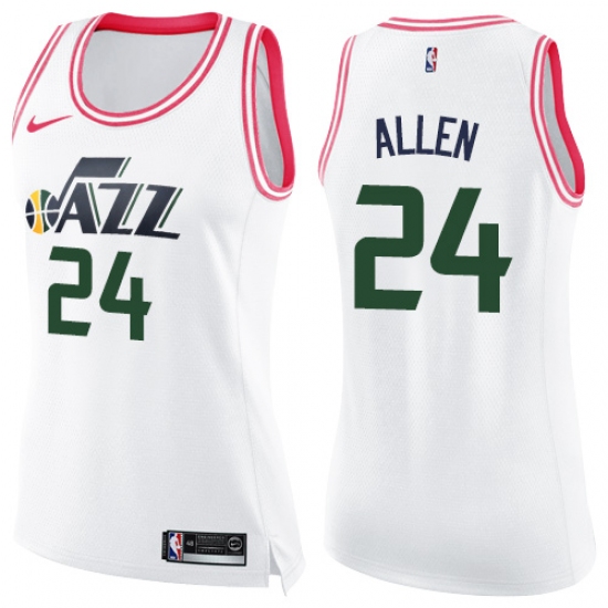 Women's Nike Utah Jazz #24 Grayson Allen Swingman White Pink Fashion NBA Jersey - Ujersey