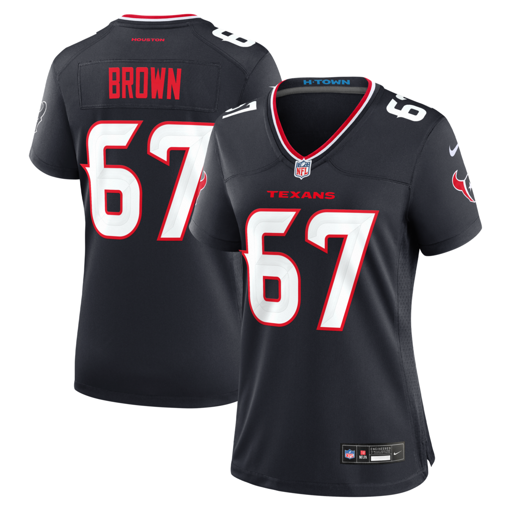 Women's Houston Texans Evan Brown Nike Navy Team Game Jersey - ujerseystore