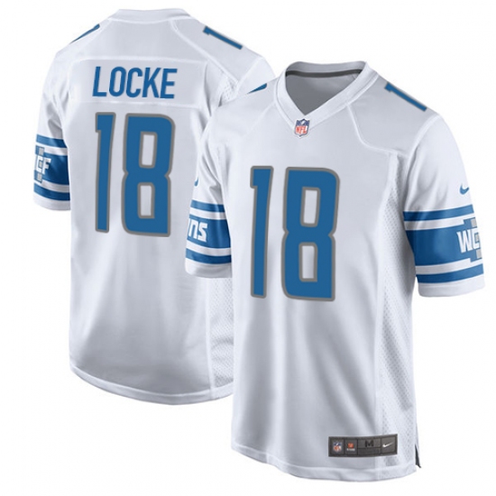 Men's Nike Detroit Lions #18 Jeff Locke Game White NFL Jersey - Ujersey
