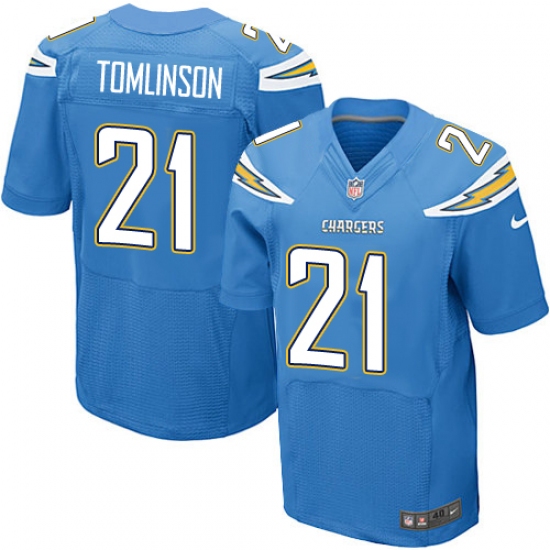 Men's Nike Los Angeles Chargers #21 LaDainian Tomlinson Elite Electric Blue Alternate NFL Jersey - Ujersey