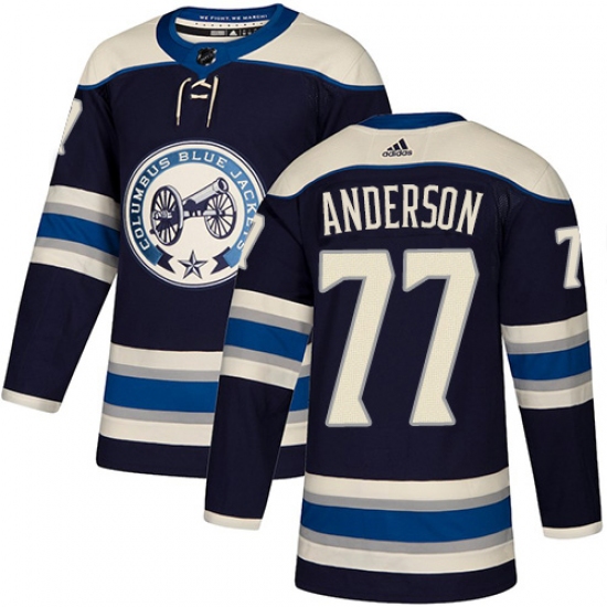 Men's Adidas Columbus Blue Jackets #77 Josh Anderson Premier Navy Blue Alternate NHL Jersey - Ujersey