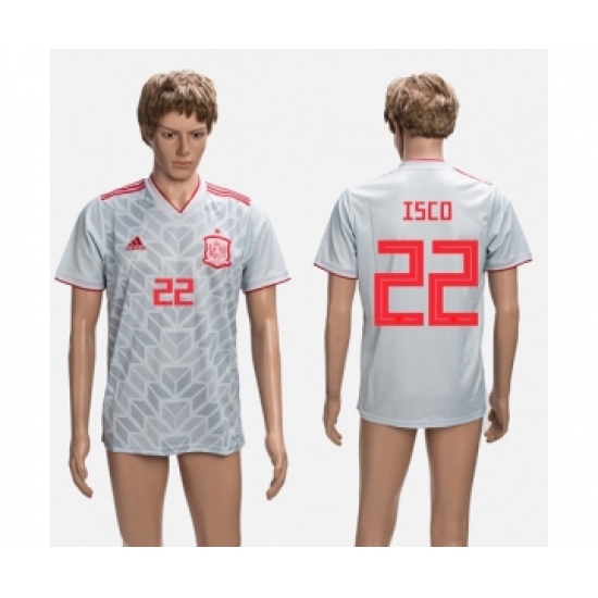 Spain #22 Isco Grey Training Soccer Country Jersey