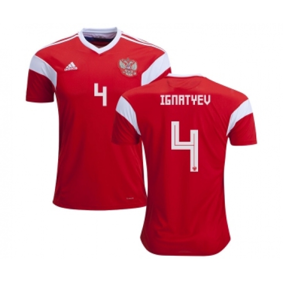 Russia #4 Ignatyev Home Soccer Country Jersey