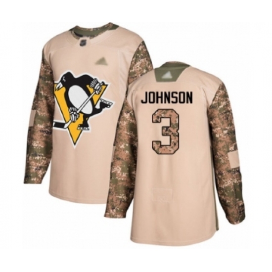 Youth Pittsburgh Penguins #3 Jack Johnson Authentic Camo Veterans Day Practice Hockey Jersey - Ujersey