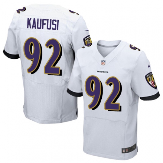 Men's Nike Baltimore Ravens #92 Bronson Kaufusi Elite White NFL Jersey - Ujersey