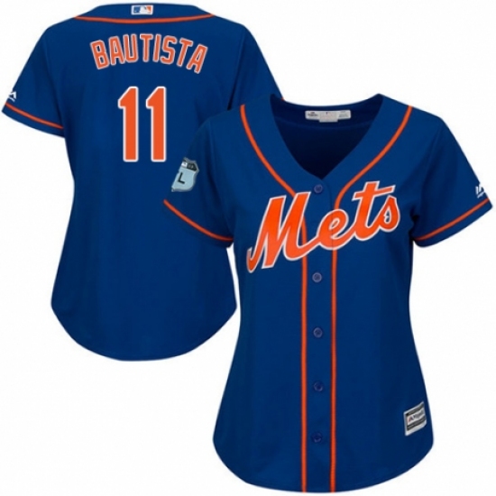 Women's Majestic New York Mets #11 Jose Bautista Authentic Royal Blue Alternate Home Cool Base MLB Jersey - Ujersey