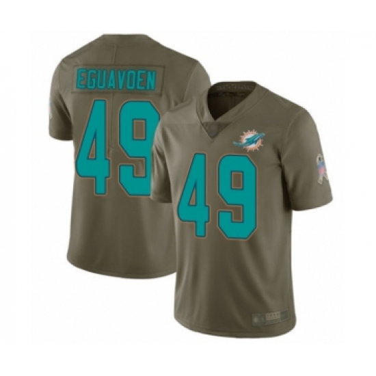 Men's Miami Dolphins #49 Sam Eguavoen Limited Olive 2017 Salute to Service Football Jersey - Ujersey