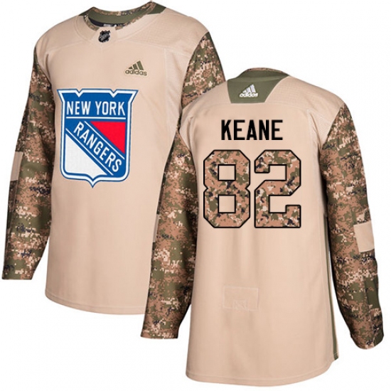 Men's Adidas New York Rangers #82 Joey Keane Authentic Camo Veterans Day Practice NHL Jersey - Ujersey