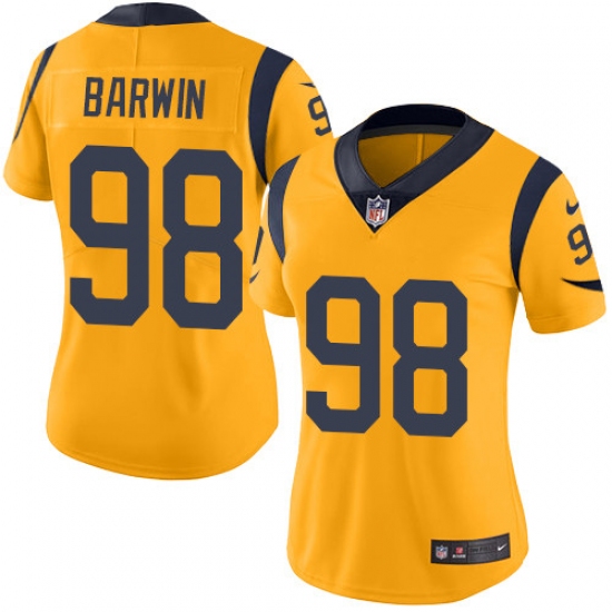 Women's Nike Los Angeles Rams #98 Connor Barwin Limited Gold Rush Vapor Untouchable NFL Jersey - Ujersey
