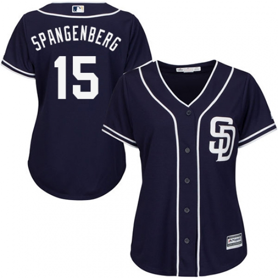 Women's Majestic San Diego Padres #15 Cory Spangenberg Replica Navy Blue Alternate 1 Cool Base MLB Jersey - Ujersey