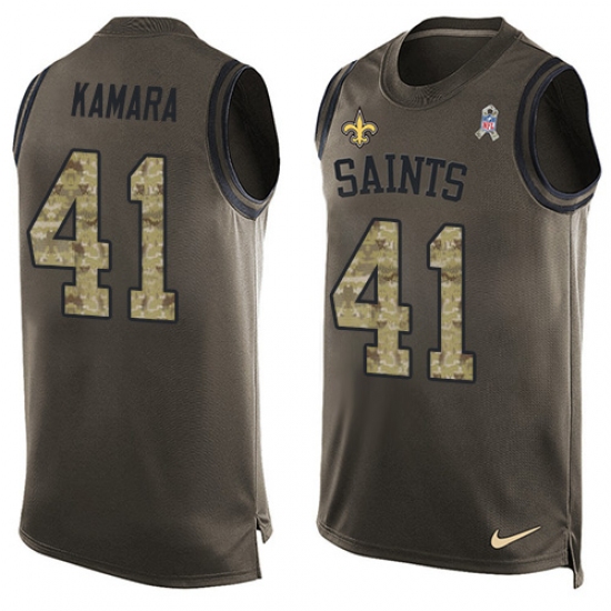 Men's Nike New Orleans Saints #41 Alvin Kamara Limited Green Salute to Service Tank Top NFL Jersey - Ujersey