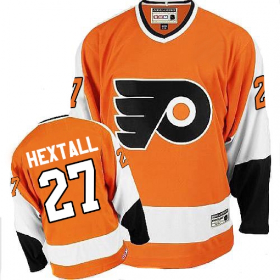 Men's CCM Philadelphia Flyers #27 Ron Hextall Authentic Orange Throwback NHL Jersey - Ujersey