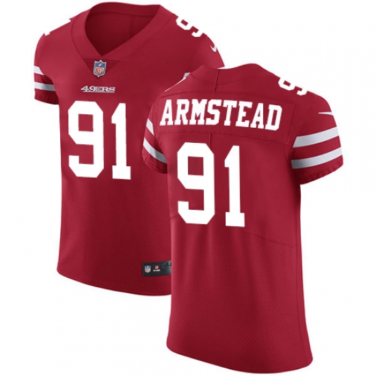 Men's Nike San Francisco 49ers #91 Arik Armstead Red Team Color Vapor Untouchable Elite Player NFL Jersey - Ujersey