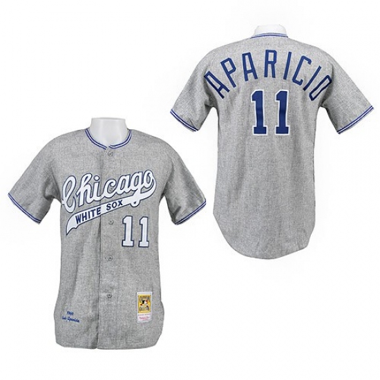 Men's Mitchell and Ness 1969 Chicago White Sox #11 Luis Aparicio Authentic Grey Throwback MLB Jersey - Ujersey