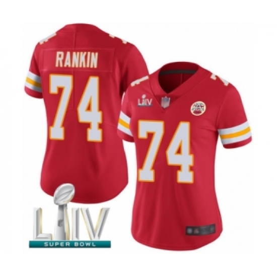 Women's Kansas City Chiefs #74 Martinas Rankin Red Team Color Vapor Untouchable Limited Player Super Bowl LIV Bound Football Jersey - Ujersey