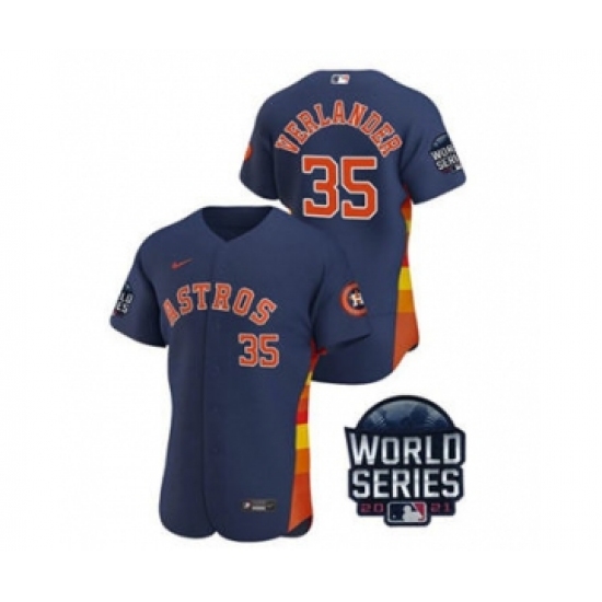 Men's Houston Astros #35 Justin Verlander 2021 Navy World Series Flex Base Stitched Baseball Jersey - Ujersey