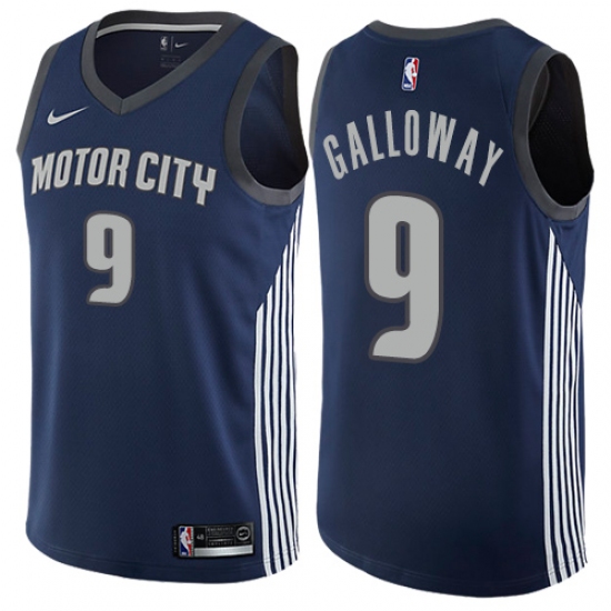 Women's Nike Detroit Pistons #9 Langston Galloway Swingman Navy Blue NBA Jersey - City Edition - Ujersey