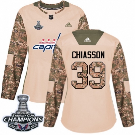 Women's Adidas Washington Capitals #39 Alex Chiasson Authentic Camo Veterans Day Practice 2018 Stanley Cup Final Champions NHL Jersey - Ujersey