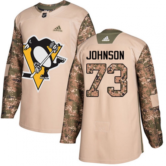 Youth Adidas Pittsburgh Penguins #73 Jack Johnson Authentic Camo Veterans Day Practice NHL Jersey - Ujersey