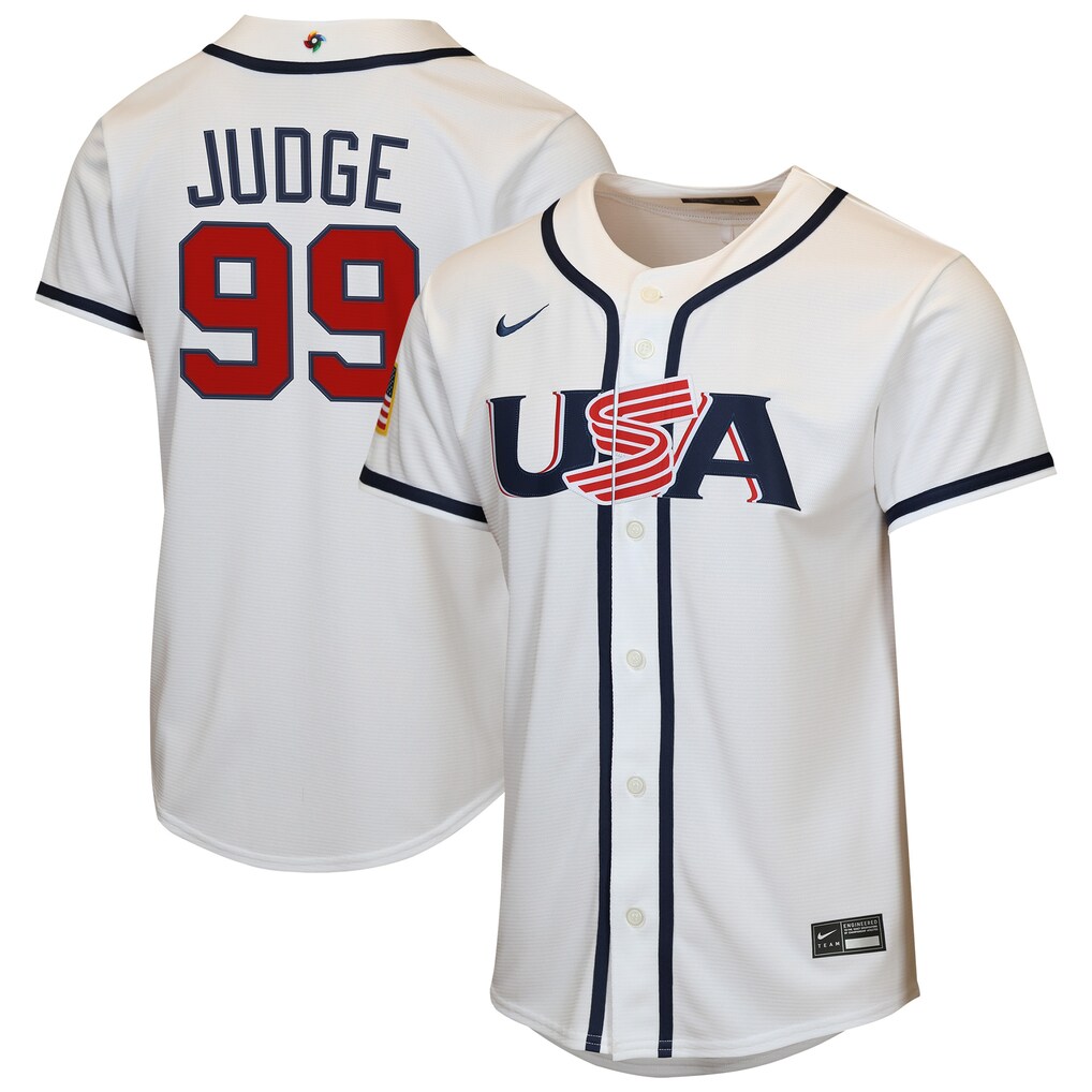Youth USA Baseball Aaron Judge Nike White 2026 World Baseball Classic Home Replica Jersey - ujerseystore