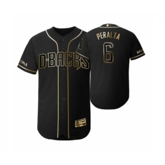 Men's 2019 Golden Edition Arizona Diamondbacks Black #6 David Peralta Flex Base Jersey